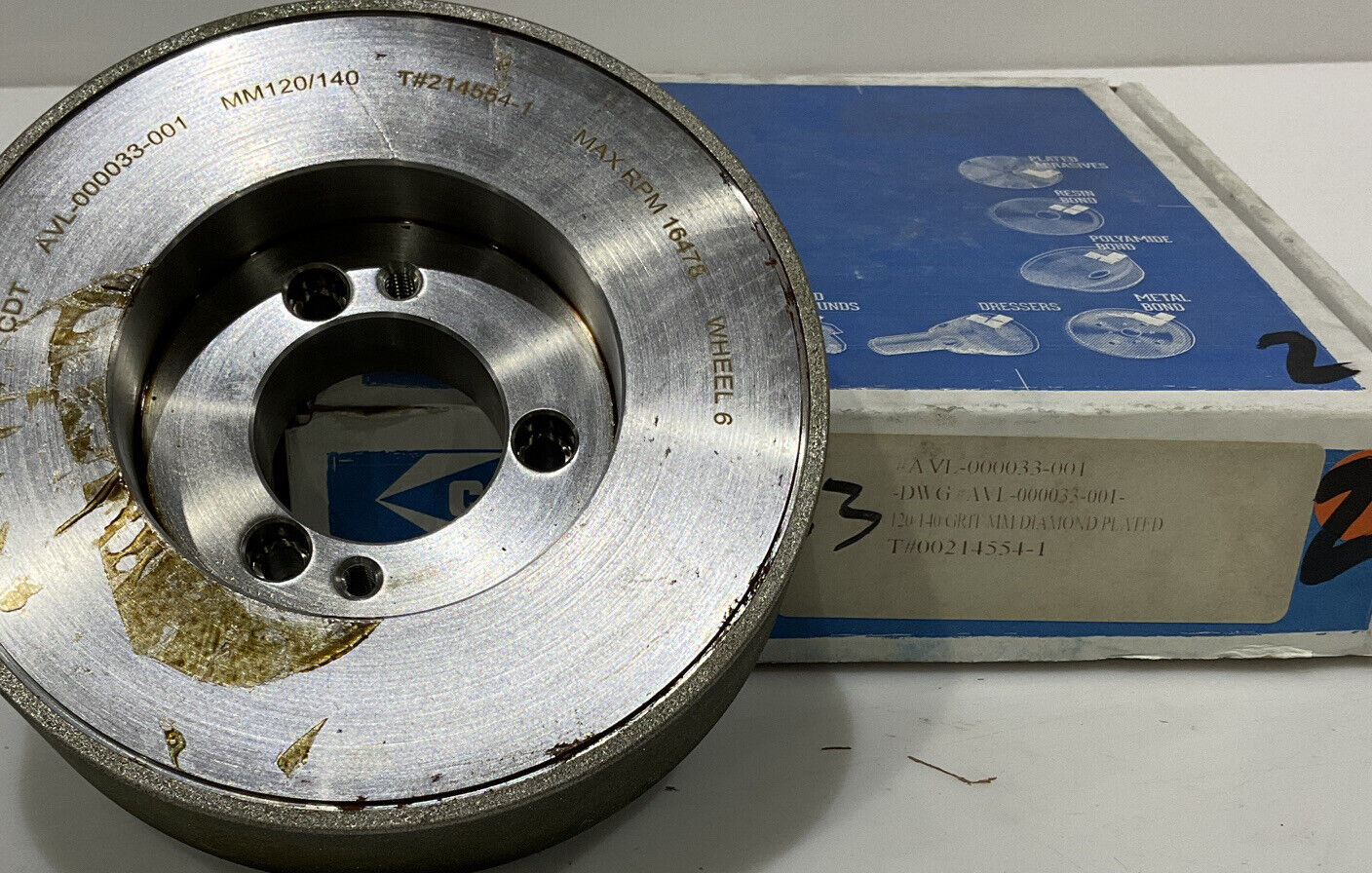 CONTINENTAL DIAMOND TOOL 214554-1 120/140 GRIT 5.795” DIAMETER GRINDING WHEEL