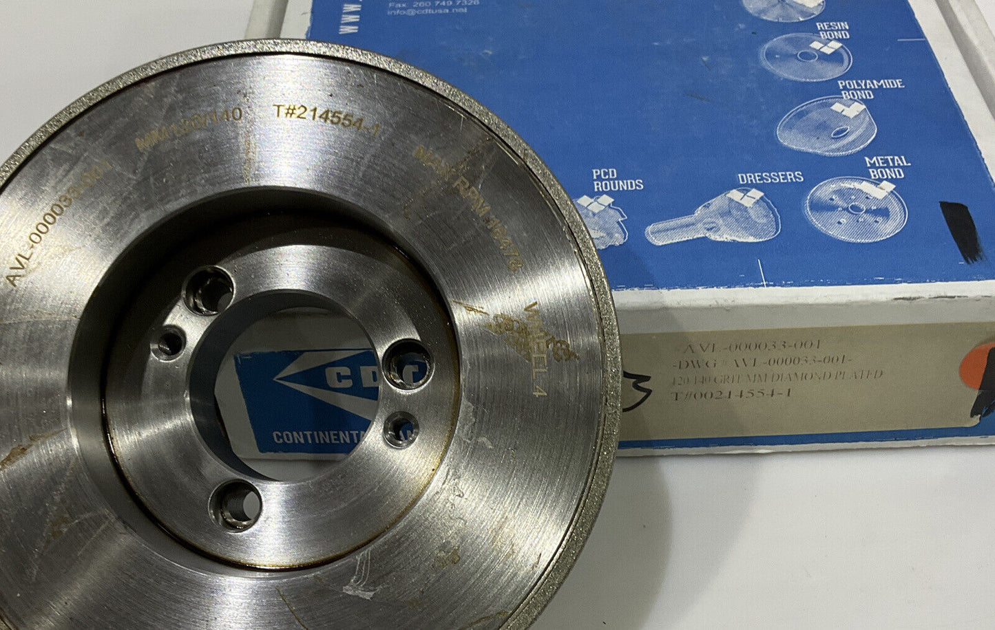 CONTINENTAL DIAMOND TOOL 214554-1 120/140 GRIT 5.795” DIAMETER GRINDING WHEEL