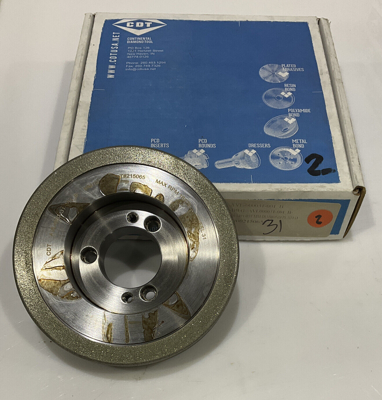 CONTINENTAL DIAMOND TOOL 215065 GRINDING WHEEL 5.79" OD 120/140 GRIT