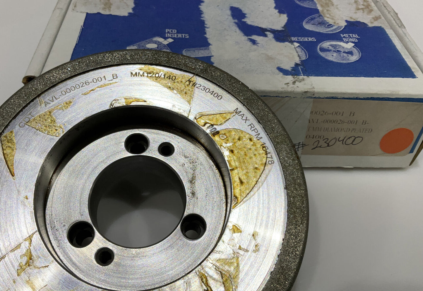 CONTINENTAL DIAMOND TOOL 230400 GRINDING WHEEL 5.79" OD 120/140 GRIT