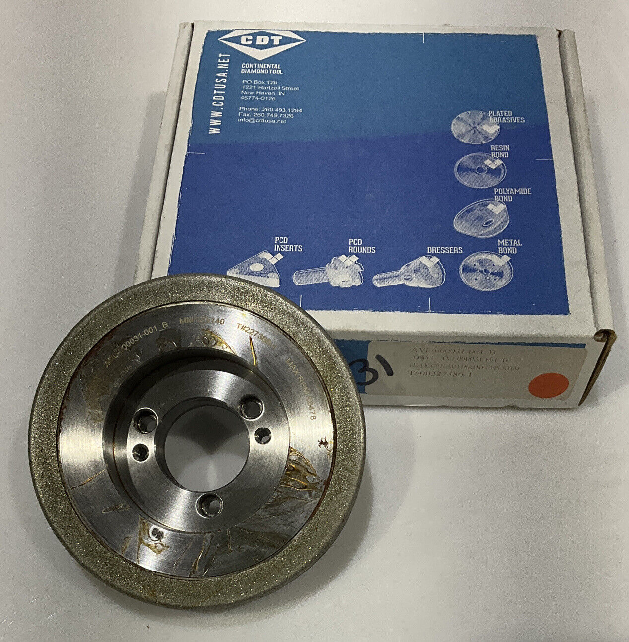CONTINENTAL DIAMOND TOOL 227386-1 GRINDING WHEEL 5.79" OD 120/140 GRIT