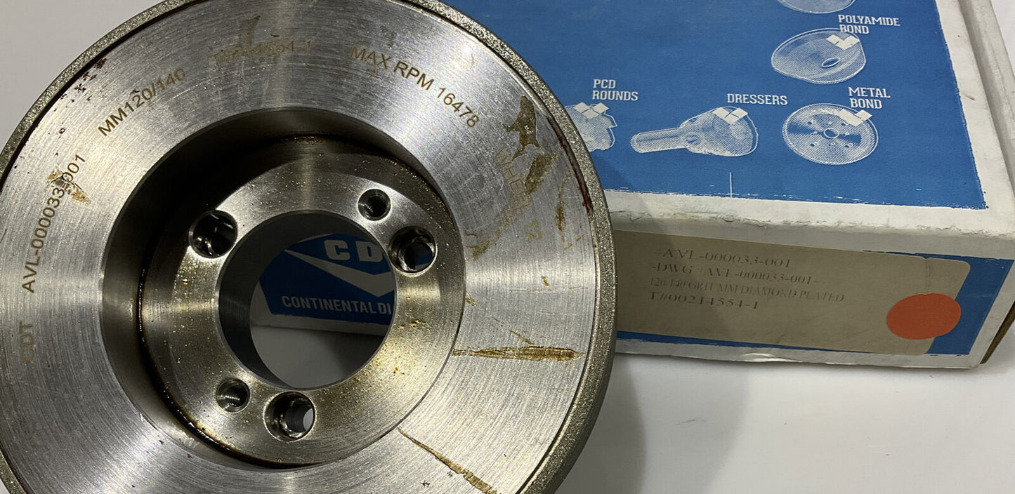 CONTINENTAL DIAMOND TOOL 214554-1 GRINDING WHEEL 5.79" OD 120/140 GRIT 1.5"