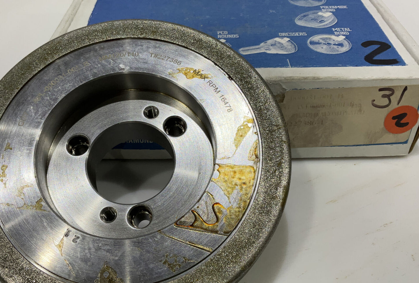 CONTINENTAL DIAMOND TOOL 227386-1 GRINDING WHEEL 5.79" OD 120/140 GRIT