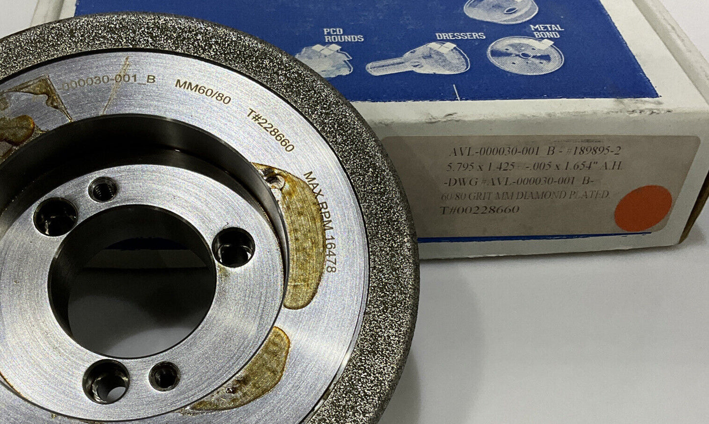 CONTINENTAL DIAMOND TOOL 228660 GRINDING WHEEL 5.79" OD 60/80 GRIT