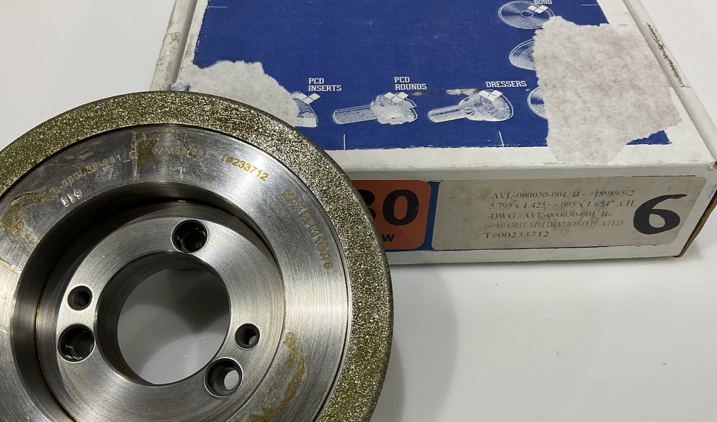 CONTINENTAL DIAMOND TOOL 233712 GRINDING WHEEL 5.79" OD 60/80 GRIT