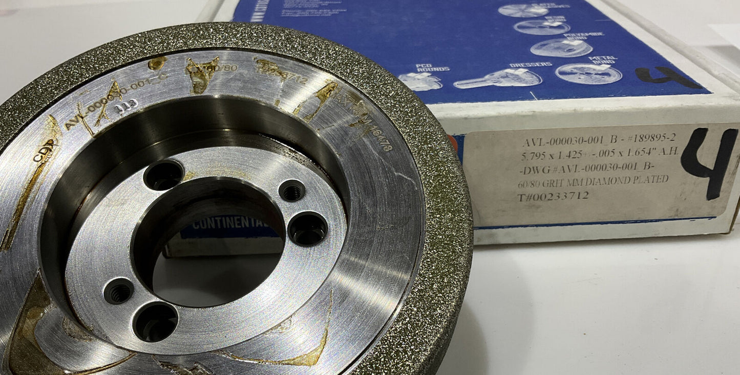 CONTINENTAL DIAMOND TOOL 233712 GRINDING WHEEL 5.79" OD 60/80 GRIT