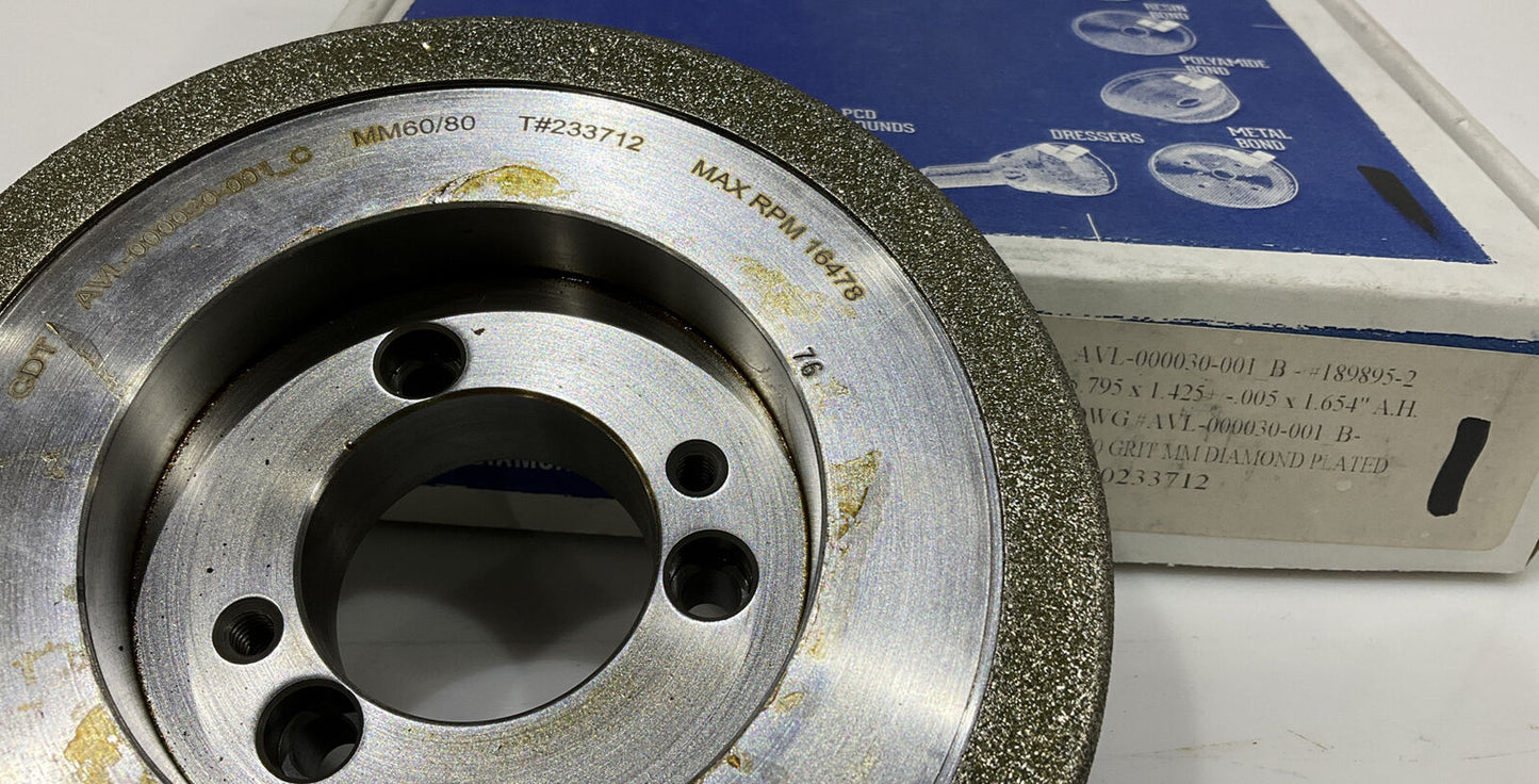 CONTINENTAL DIAMOND TOOL 233712 GRINDING WHEEL 5.79" OD 60/80 GRIT