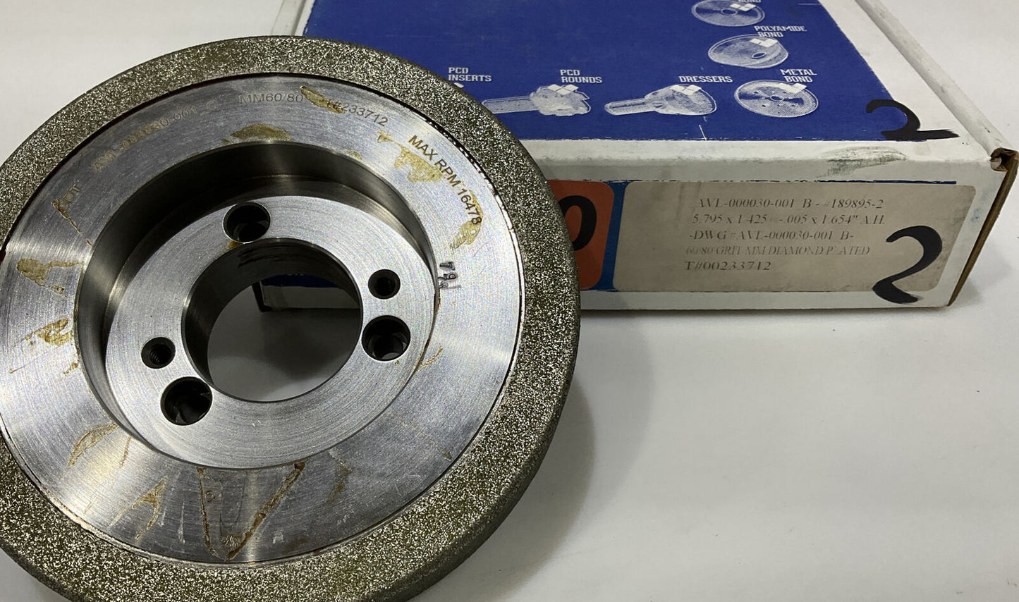 CONTINENTAL DIAMOND TOOL 233712 GRINDING WHEEL 5.79" OD 60/80 GRIT