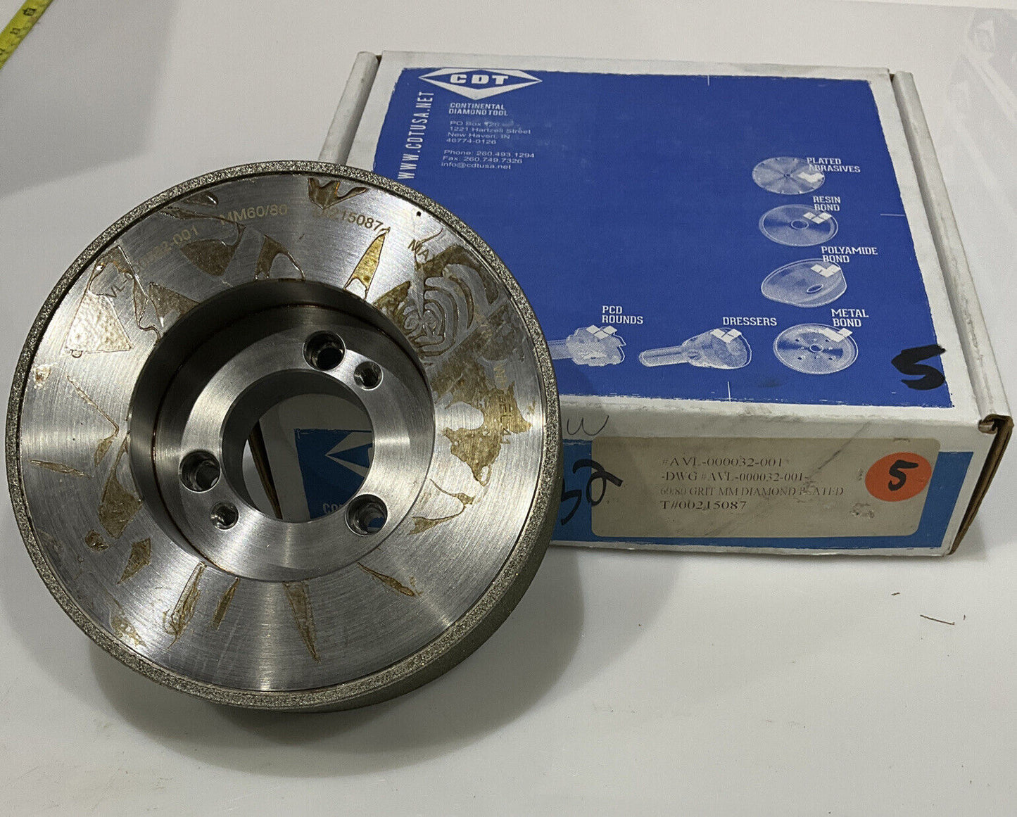 CONTINENTAL DIAMOND TOOL 215087 5.79" OD 1.5" 60/80 GRIT GRINDING WHEEL