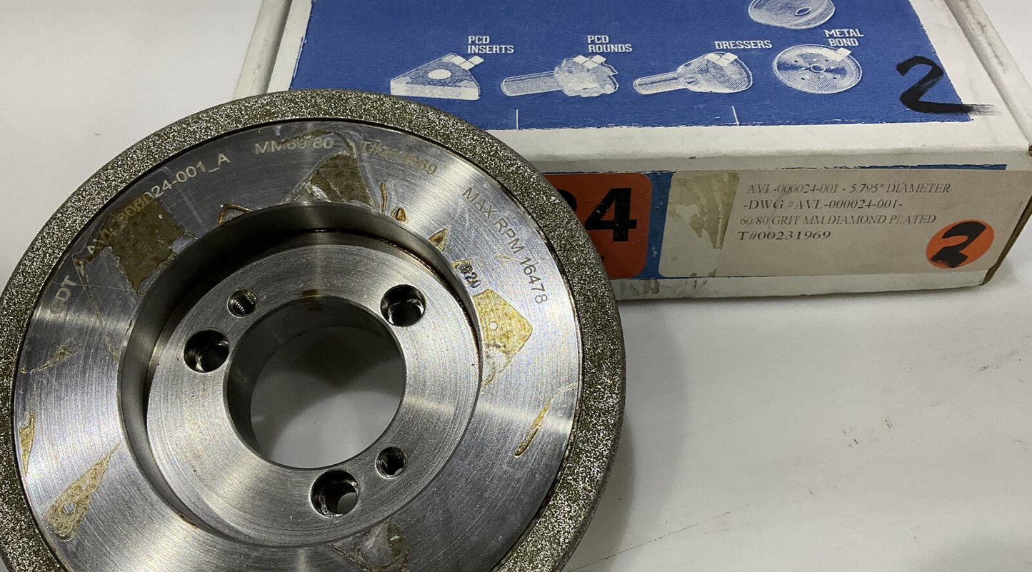 CONTINENTAL DIAMOND TOOL 231969 GRINDING WHEEL 5.79" OD 60/80 GRIT