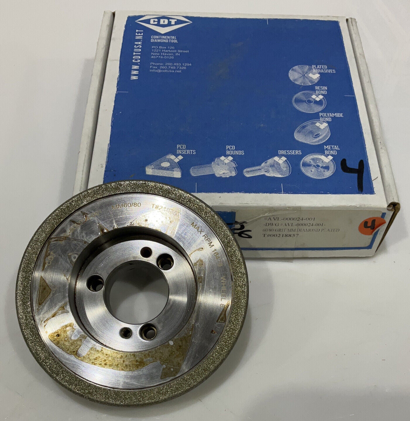 CONTINENTAL DIAMOND TOOL 218857 5.797" OD 60/80 GRIT GRINDING WHEEL