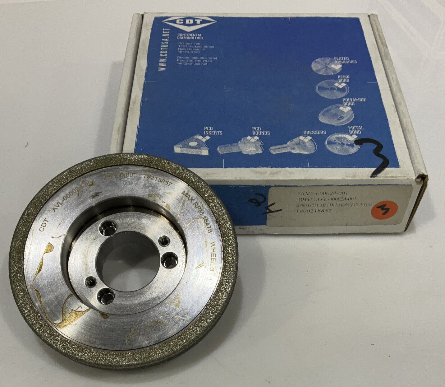 CONTINENTAL DIAMOND TOOL 5.79" OD 60/80 GRIT 218857 GRINDING WHEEL 687