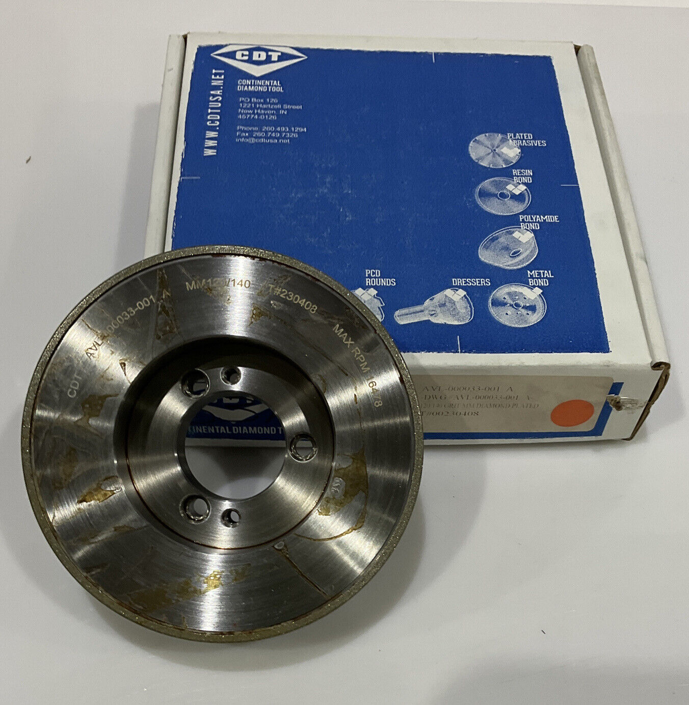 CONTINENTAL DIAMOND TOOL 230408 5.79" OD 1.5" 120/140 GRIT GRINDING WHEEL