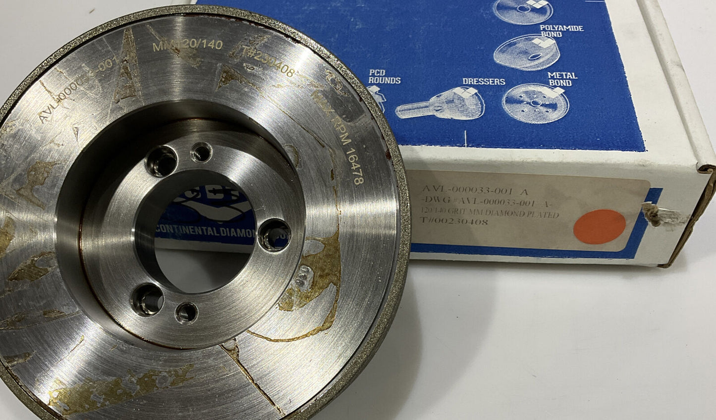 CONTINENTAL DIAMOND TOOL 230408 5.79" OD 1.5" 120/140 GRIT GRINDING WHEEL