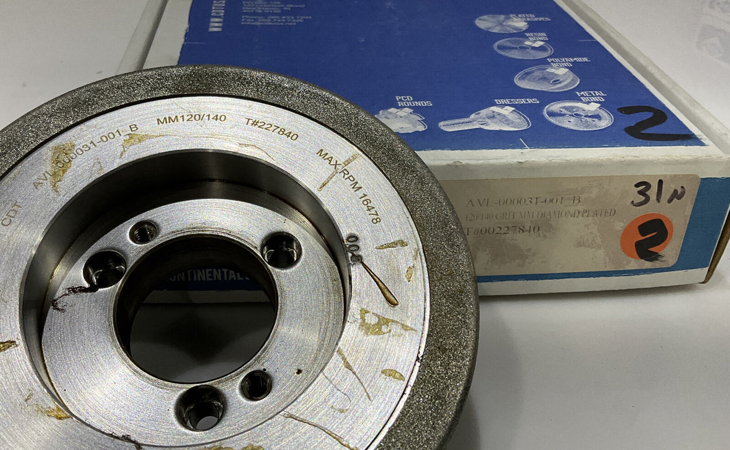 CONTINENTAL DIAMOND TOOL 5.795" OD 120/140 GRIT 227840 GRINDING WHEEL 687