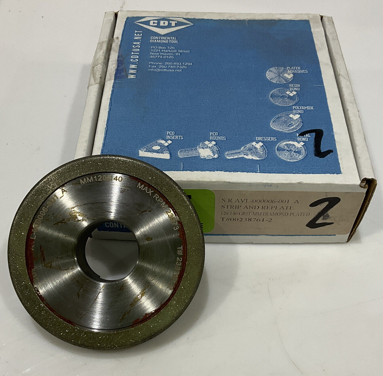 CONTINENTAL DIAMOND TOOL REPLATE 120/140 GRIT 4" OD 238761-2 GRINDING WHEEL 678