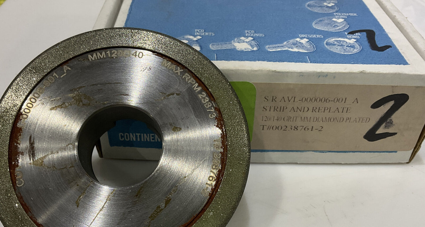 CONTINENTAL DIAMOND TOOL REPLATE 120/140 GRIT 4" OD 238761-2 GRINDING WHEEL 678