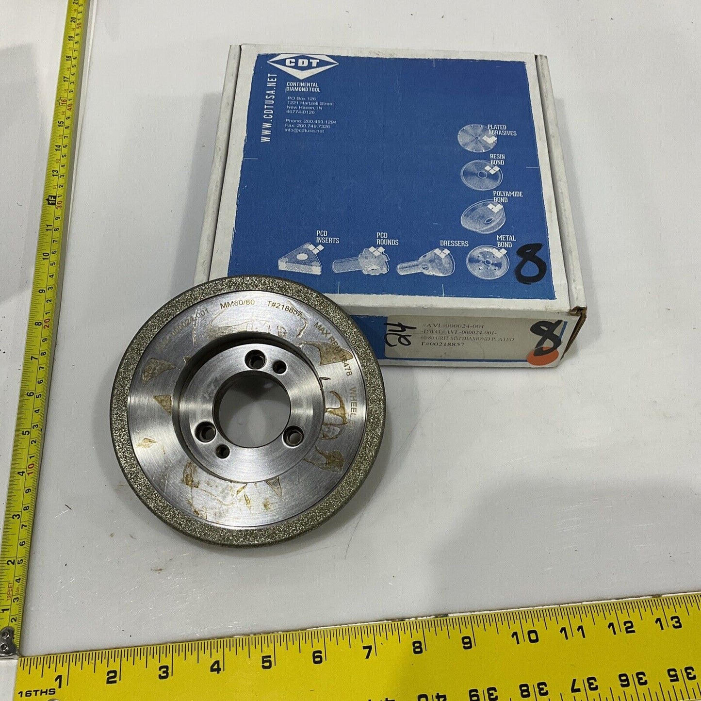 CONTINENTAL DIAMOND TOOL 218857 60/80 GRIT 5.795” DIAMETER GRINDING WHEEL