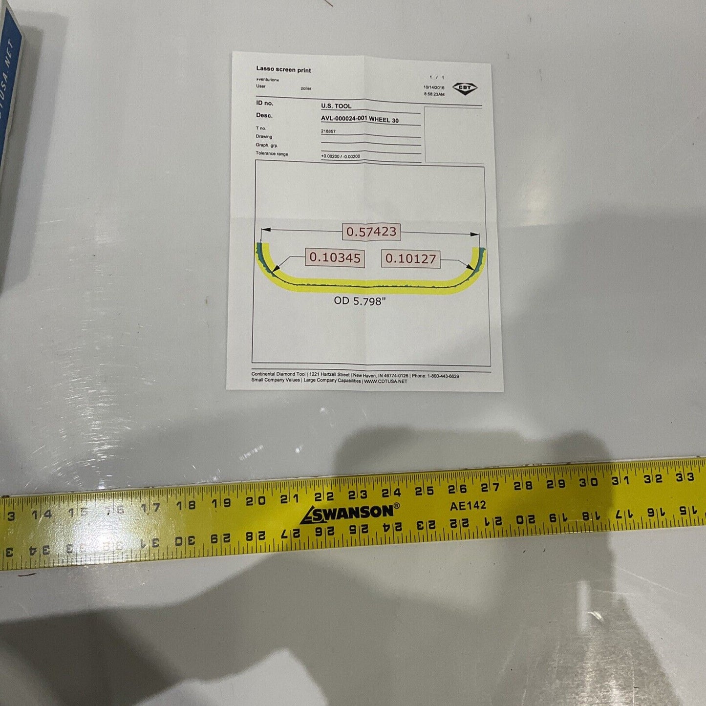 CONTINENTAL DIAMOND TOOL 218857 60/80 GRIT 5.795” DIAMETER GRINDING WHEEL