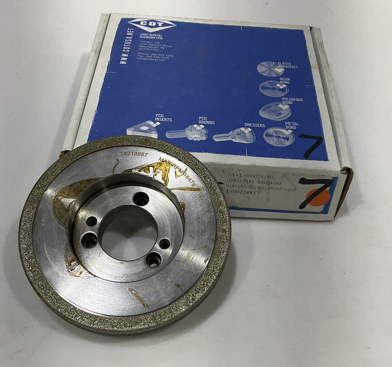 CONTINENTAL DIAMOND TOOL 218857 60/80 GRIT 5.795” DIAMETER GRINDING WHEEL