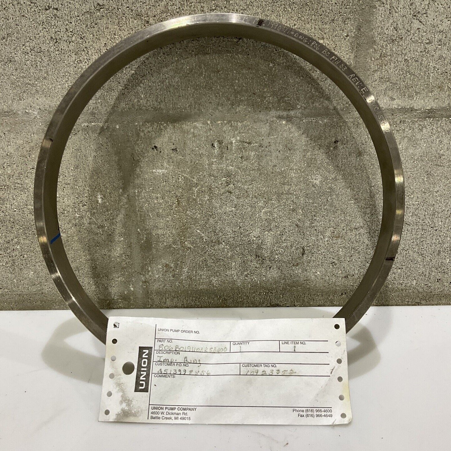 UNION PUMP 806B0191103R53400 IMPELLER RING 678