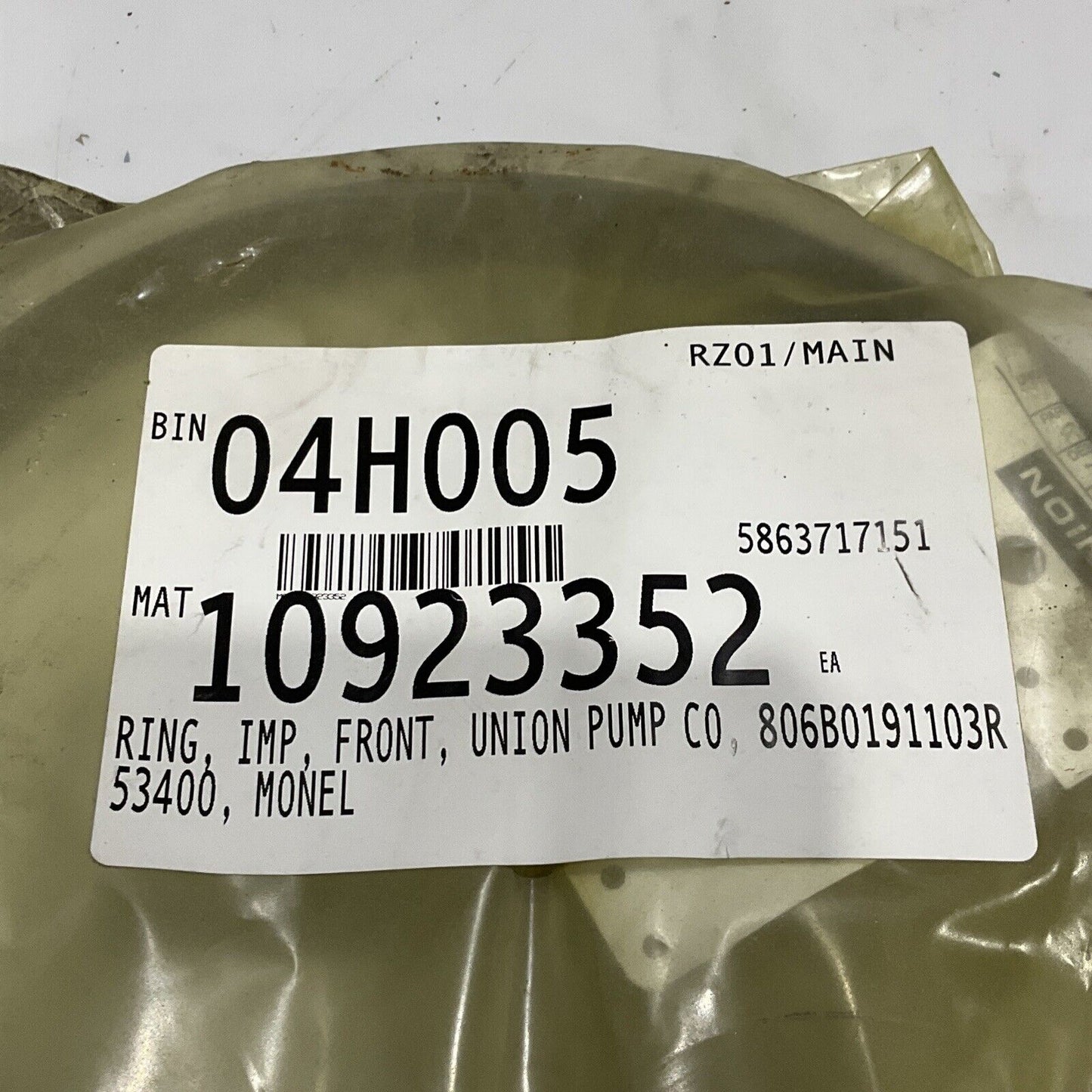 UNION PUMP 806B0191103R53400 IMPELLER RING 678