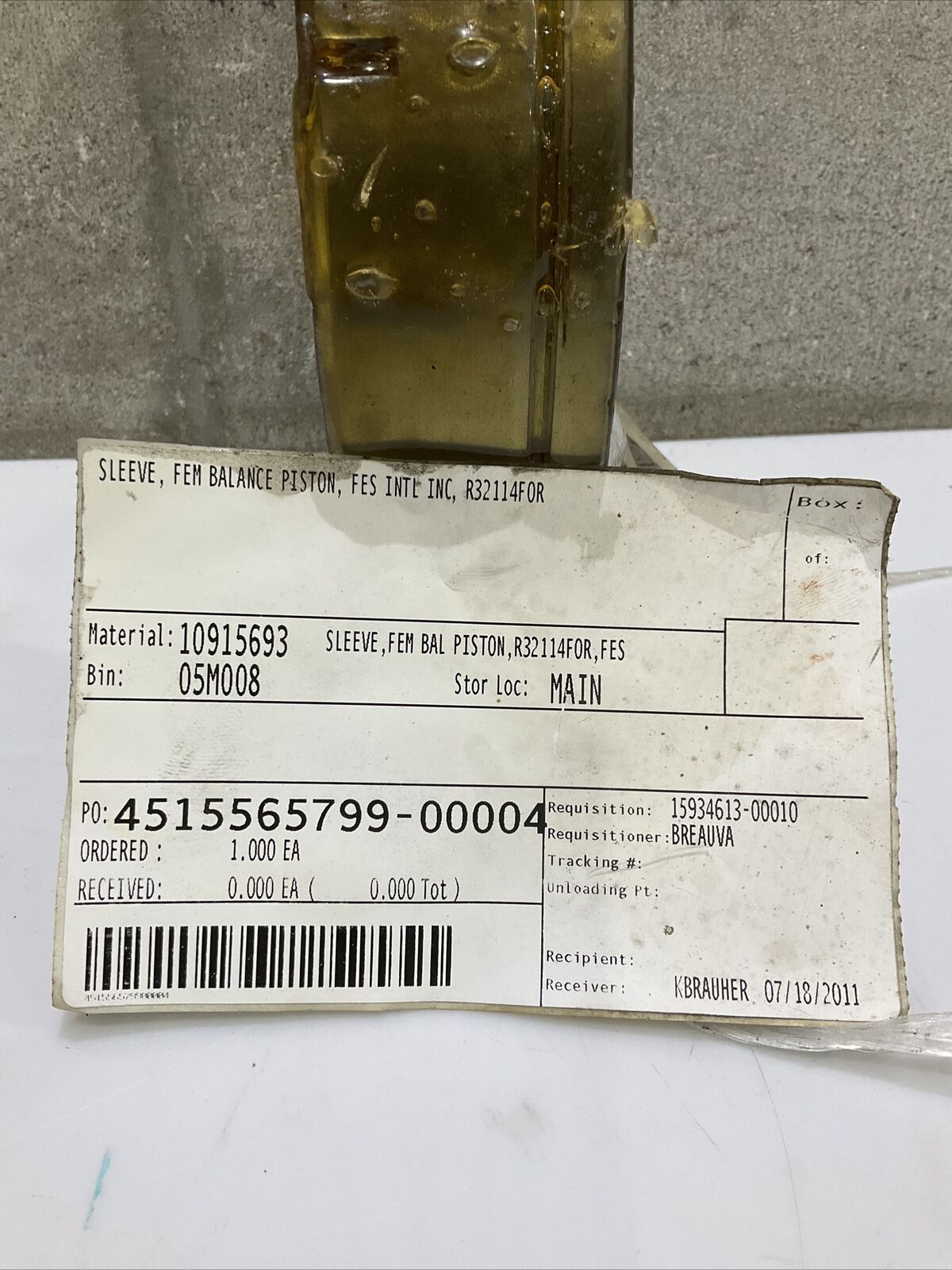 FES INTL INC R32114FOR SO15116 FEMALE DE BALANCE PISTON SLEEVE 678
