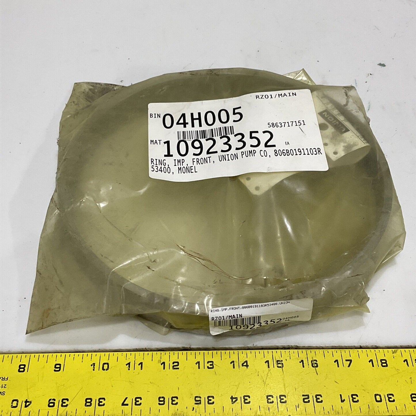 UNION PUMP 806B0191103R53400 IMPELLER RING 678