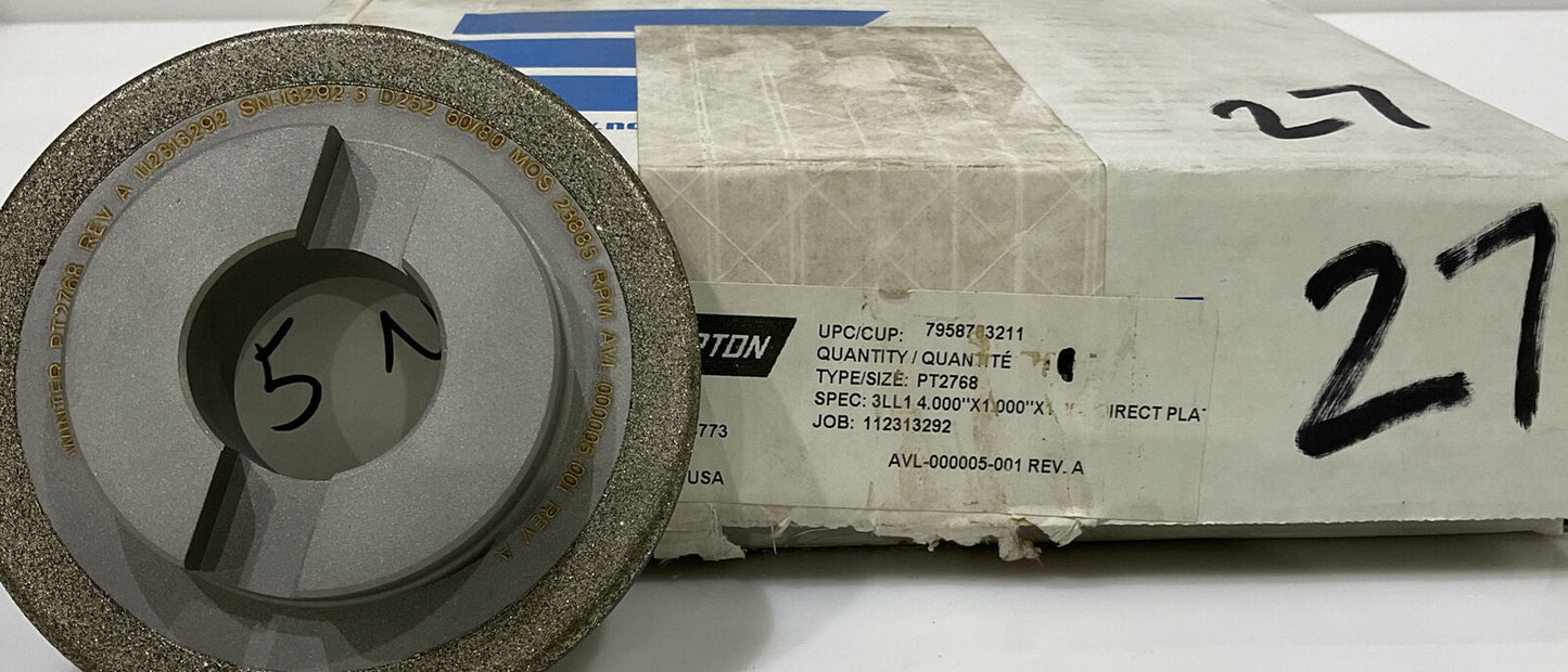 NORTON PT2768 GRIT 60/80 4" DIAMETER 1.26” BORE DIAMOND GRINDING WHEEL