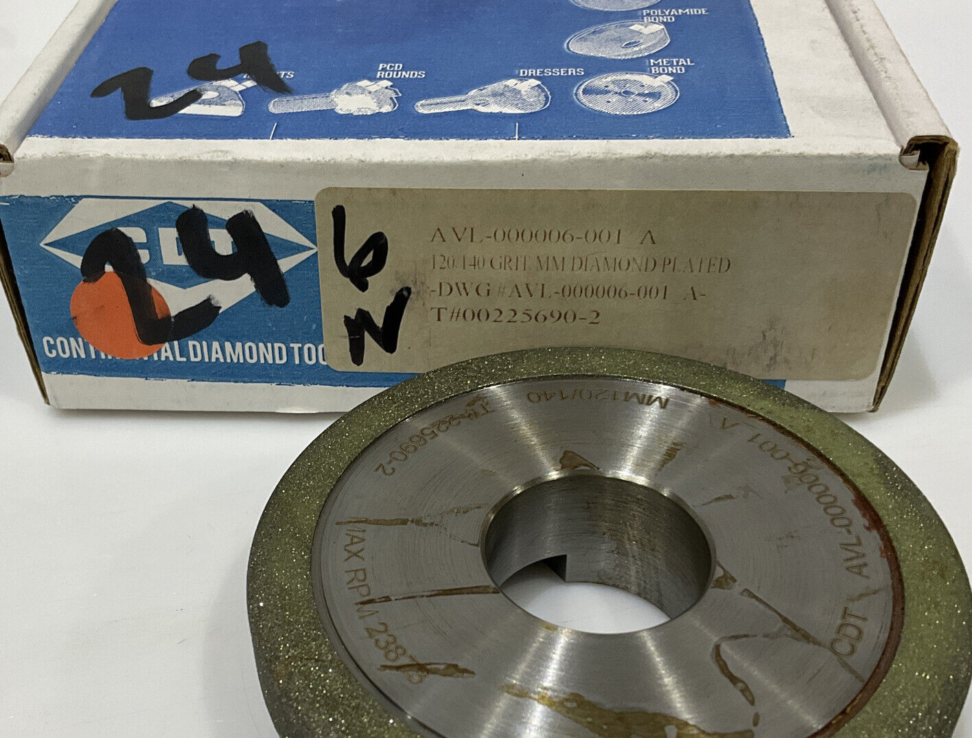 CONTINENTAL DIAMOND TOOL 225690-2 GRIT 120/140 4” GRINDING WHEEL