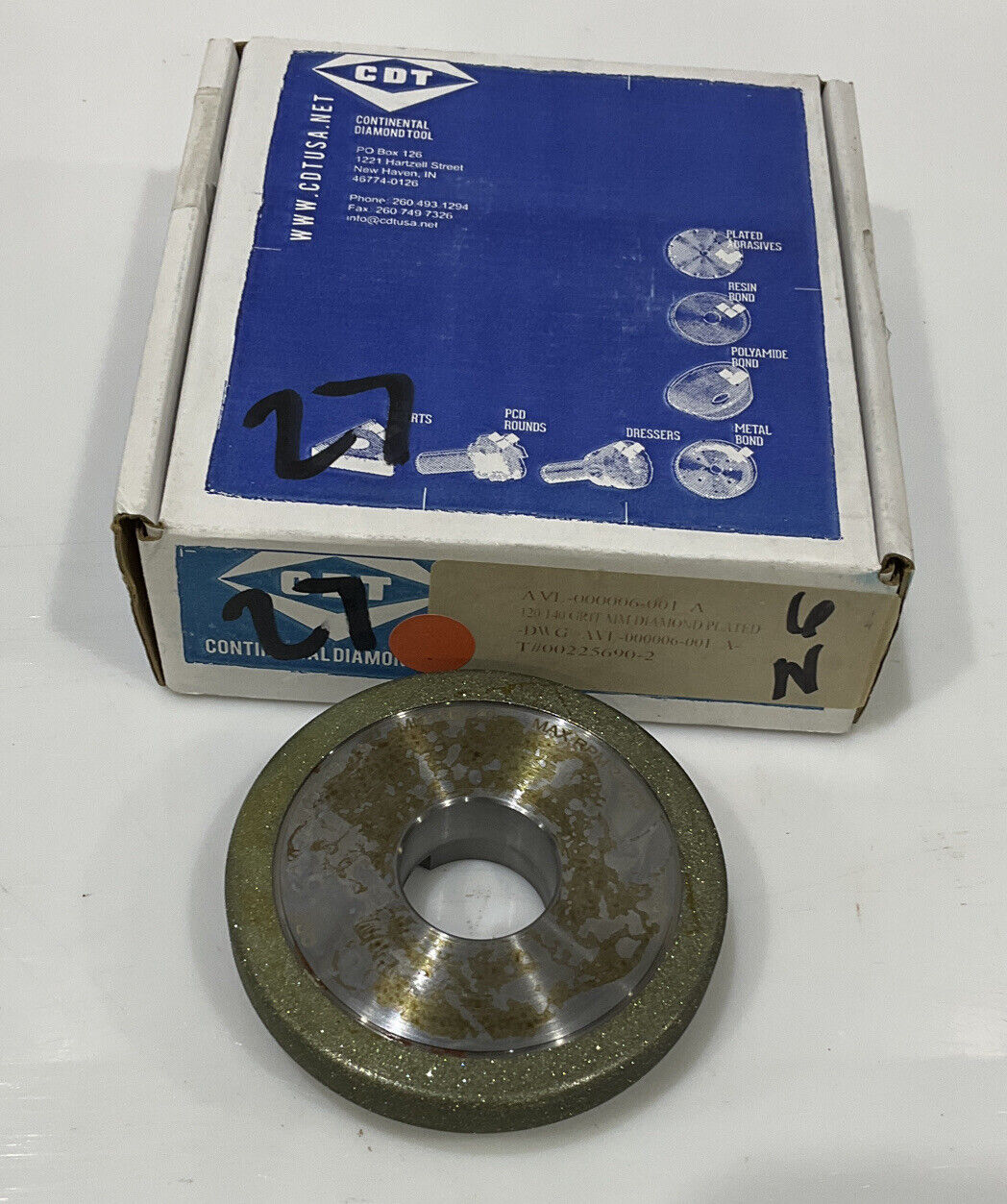 CONTINENTAL DIAMOND TOOL 225690-2 GRIT 120/140 4” GRINDING WHEEL