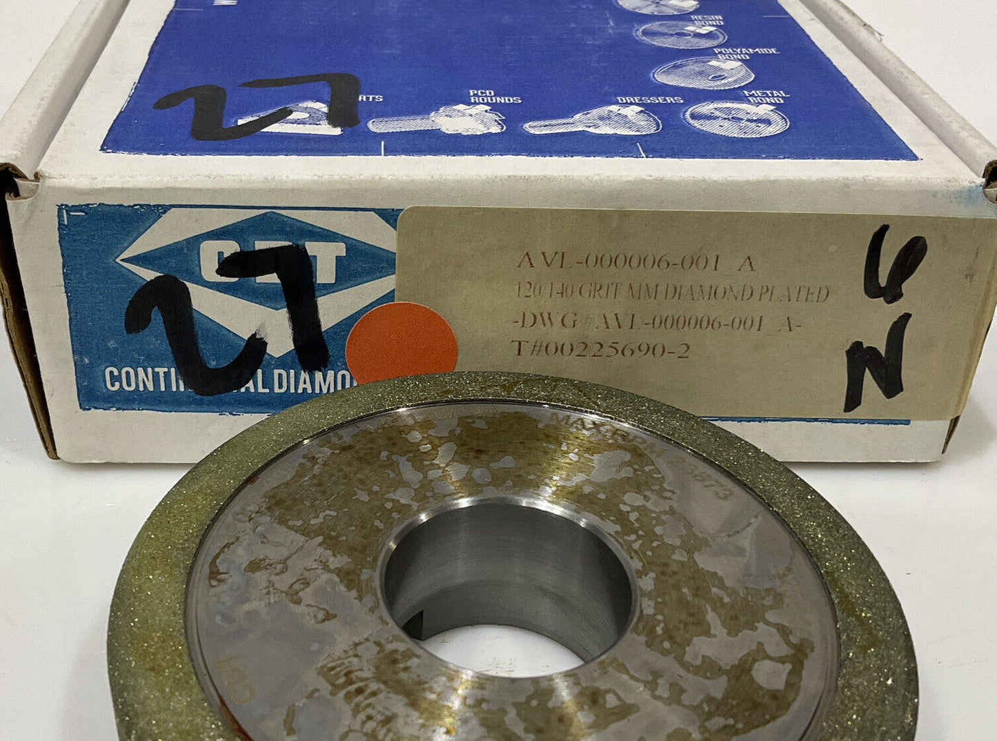 CONTINENTAL DIAMOND TOOL 225690-2 GRIT 120/140 4” GRINDING WHEEL