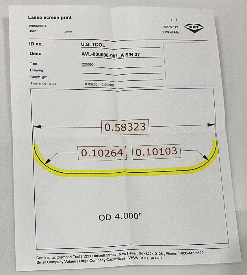 CONTINENTAL DIAMOND TOOL 225690-2 GRIT 120/140 4” GRINDING WHEEL