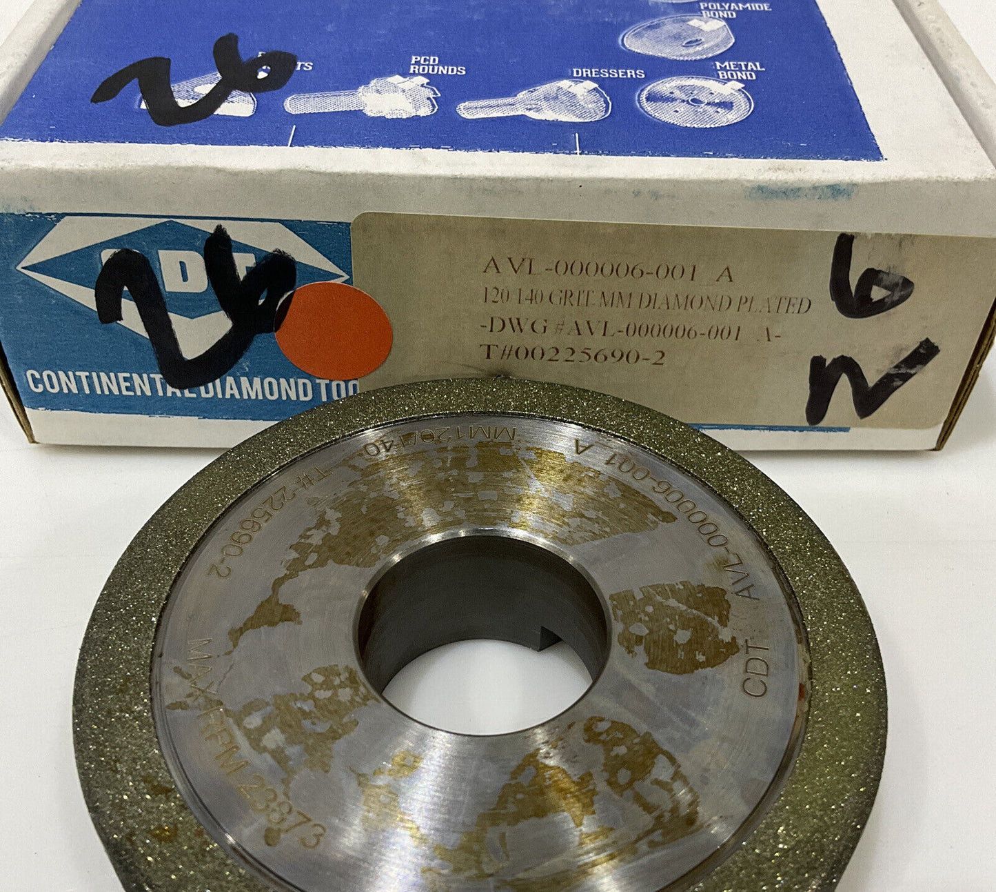 CONTINENTAL DIAMOND TOOL 225690-2 GRIT 120/140 4” GRINDING WHEEL
