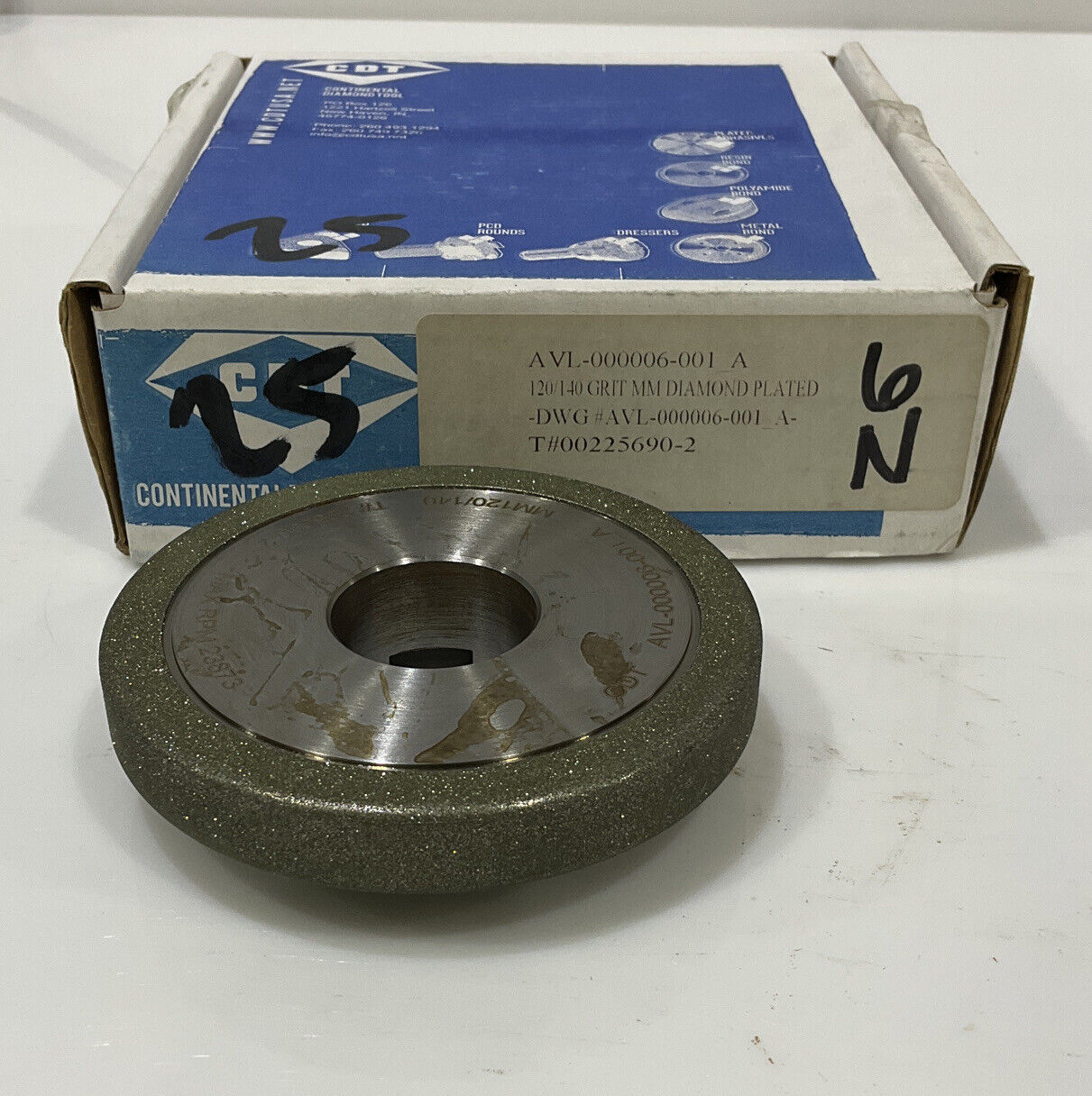 CONTINENTAL DIAMOND TOOL 225690-2 GRIT 120/140 4” GRINDING WHEEL