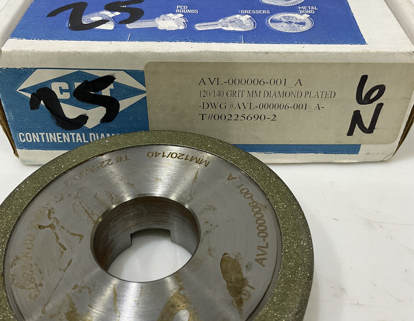 CONTINENTAL DIAMOND TOOL 225690-2 GRIT 120/140 4” GRINDING WHEEL