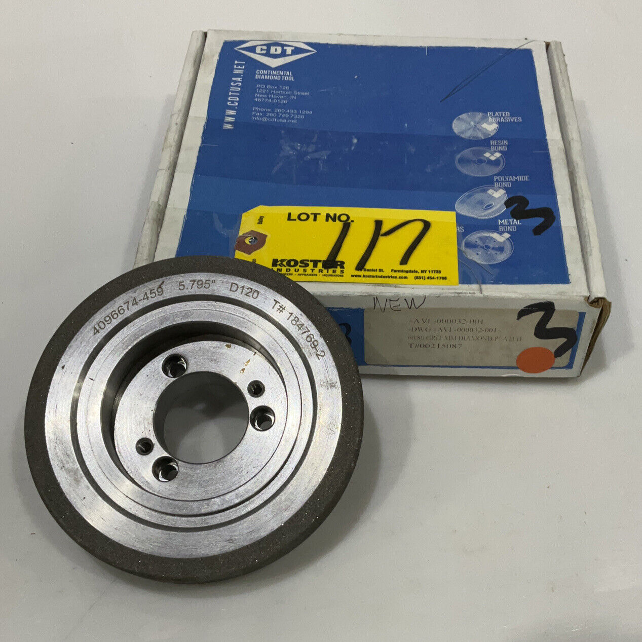 CONTINENTAL DIAMOND TOOL 215087 60/80 GRIT 5.795” DIAMETER GRINDING WHEEL 1.5"