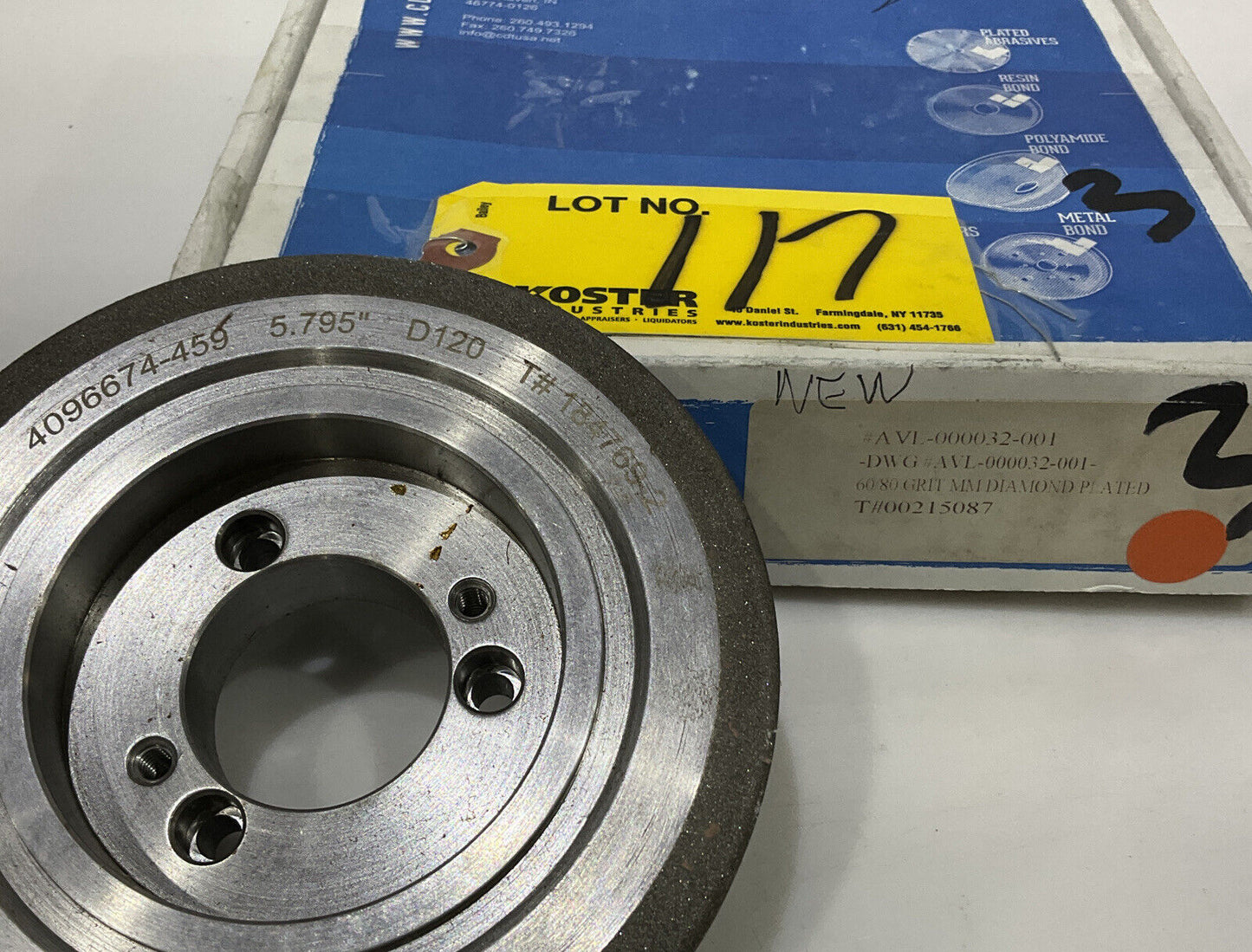 CONTINENTAL DIAMOND TOOL 215087 60/80 GRIT 5.795” DIAMETER GRINDING WHEEL 1.5"