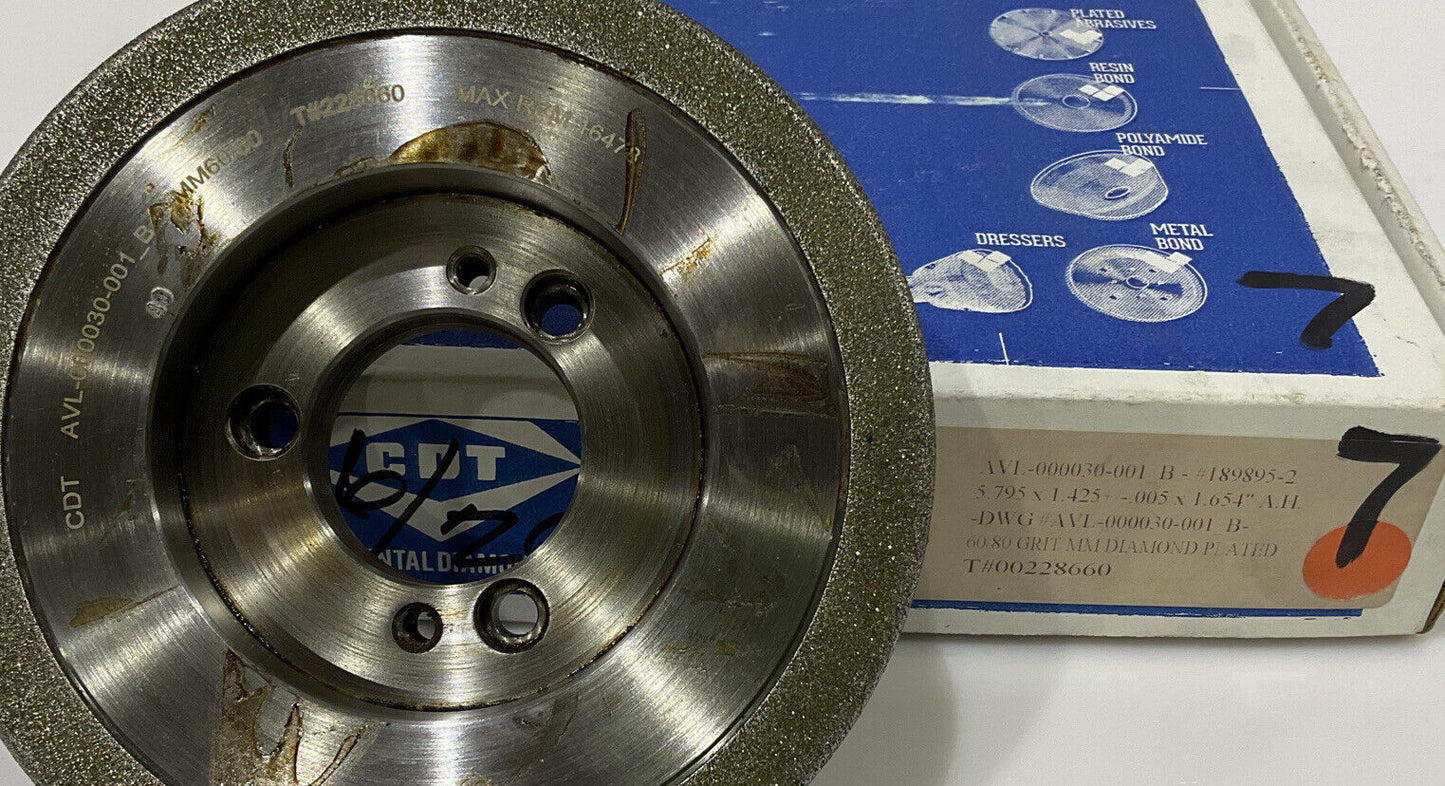 CONTINENTAL DIAMOND TOOL 228660 60/80 GRIT 5.795” DIAMETER GRINDING WHEEL