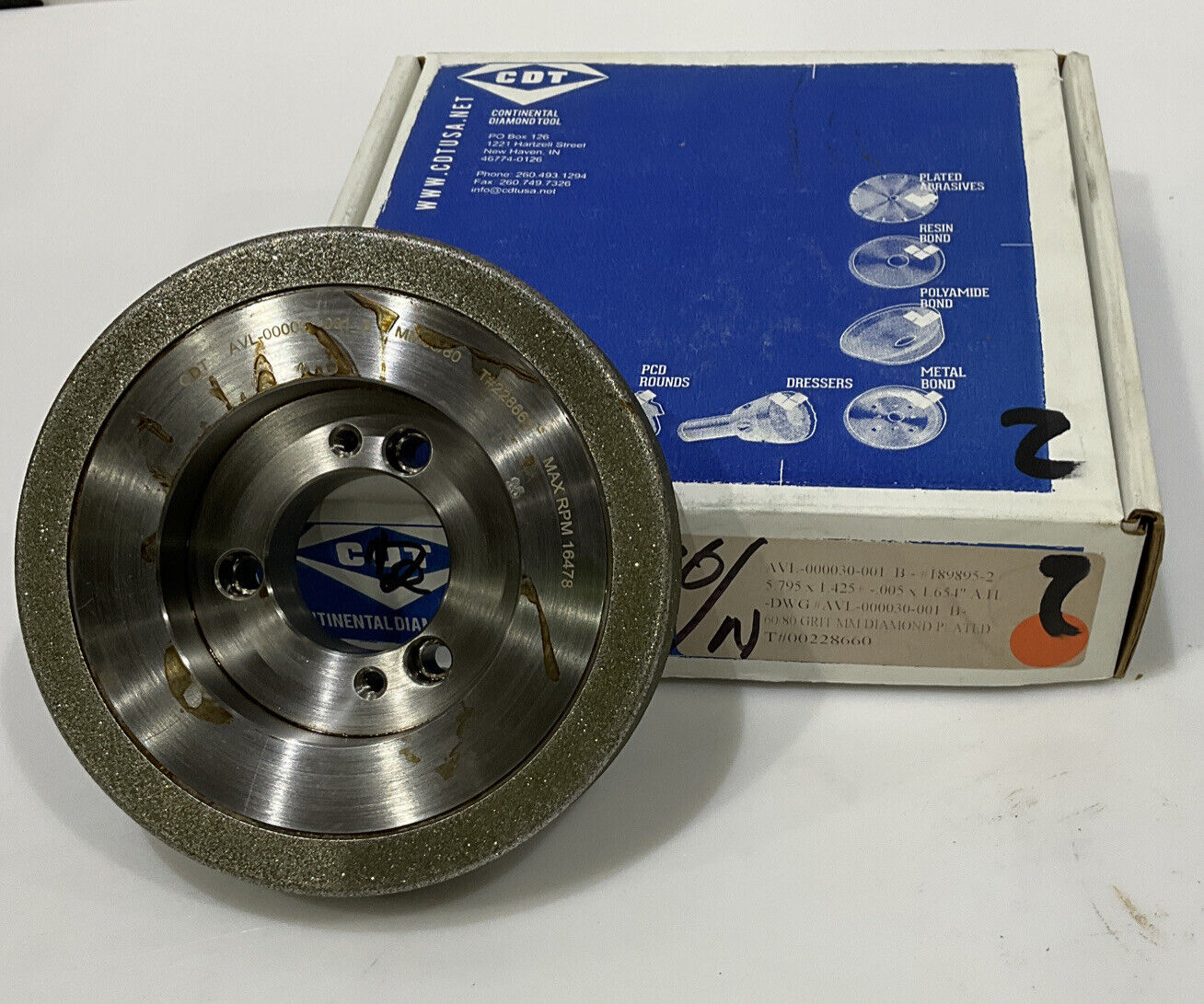 CONTINENTAL DIAMOND TOOL 228660 60/80 GRIT 5.795” DIAMETER GRINDING WHEEL