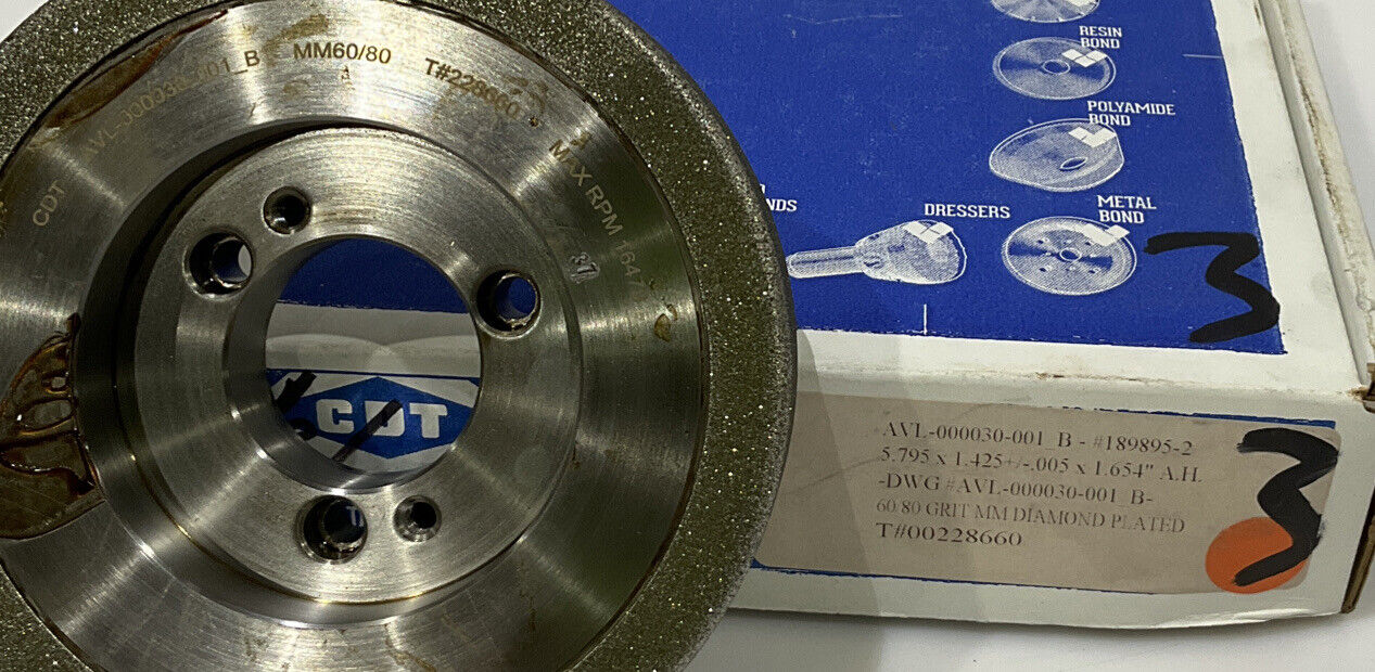CONTINENTAL DIAMOND TOOL 228660 60/80 GRIT 5.795” DIAMETER GRINDING WHEEL
