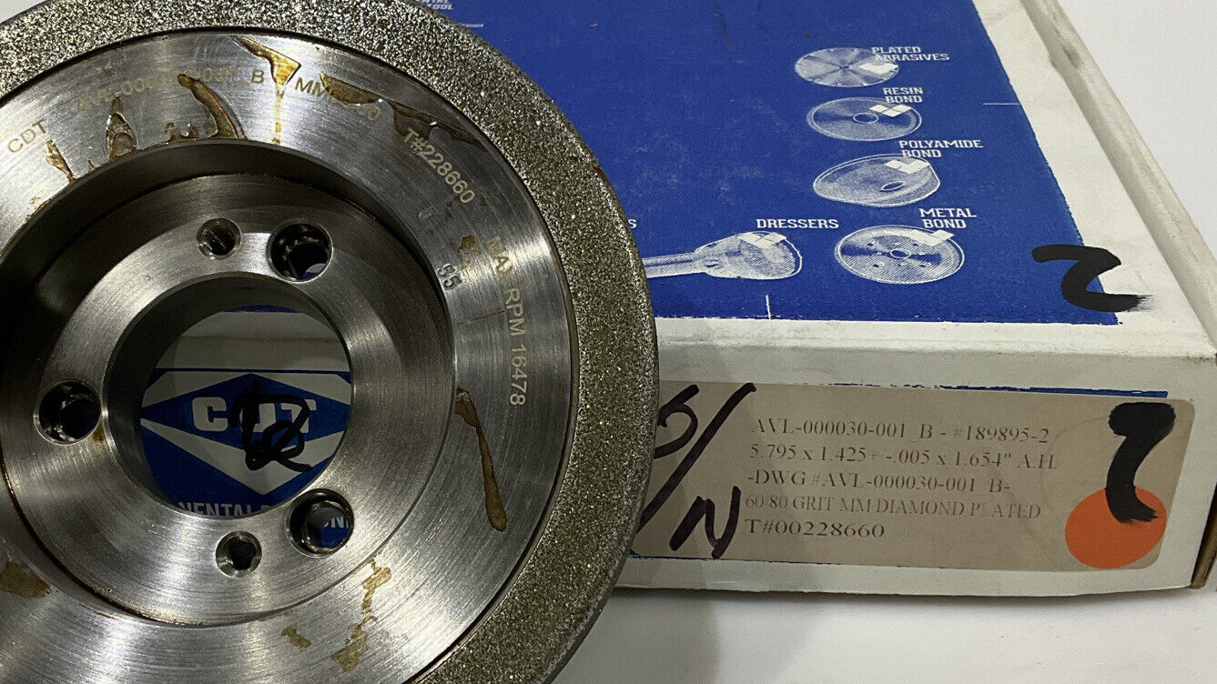 CONTINENTAL DIAMOND TOOL 228660 60/80 GRIT 5.795” DIAMETER GRINDING WHEEL