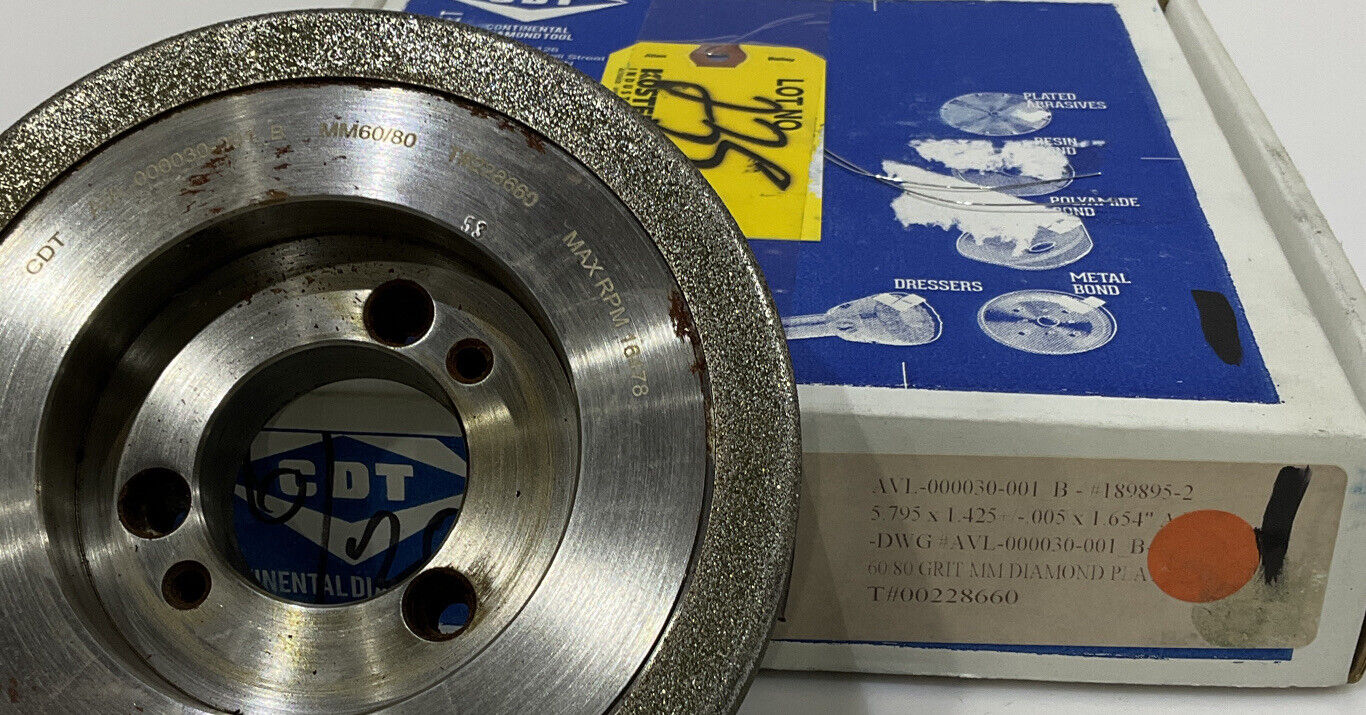 CONTINENTAL DIAMOND TOOL 228660 60/80 GRIT 5.795” DIAMETER GRINDING WHEEL