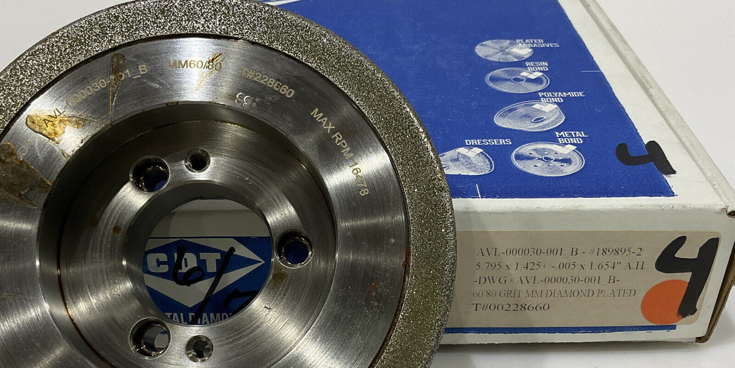 CONTINENTAL DIAMOND TOOL 228660 60/80 GRIT 5.795” DIAMETER GRINDING WHEEL