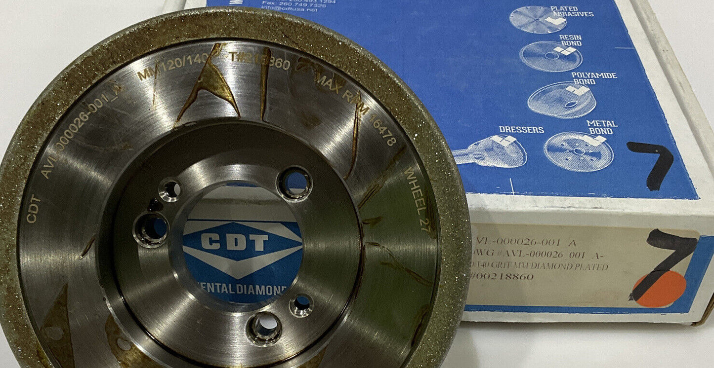 CONTINENTAL DIAMOND TOOL 218860 120/14 0 GRIT 5.795” DIAMETER GRINDING WHEEL