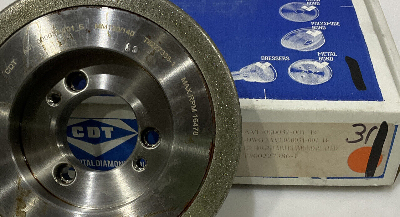 CONTINENTAL DIAMOND TOOL 227386-1 120/140 GRIT 5.795” DIAMETER GRINDING WHEEL