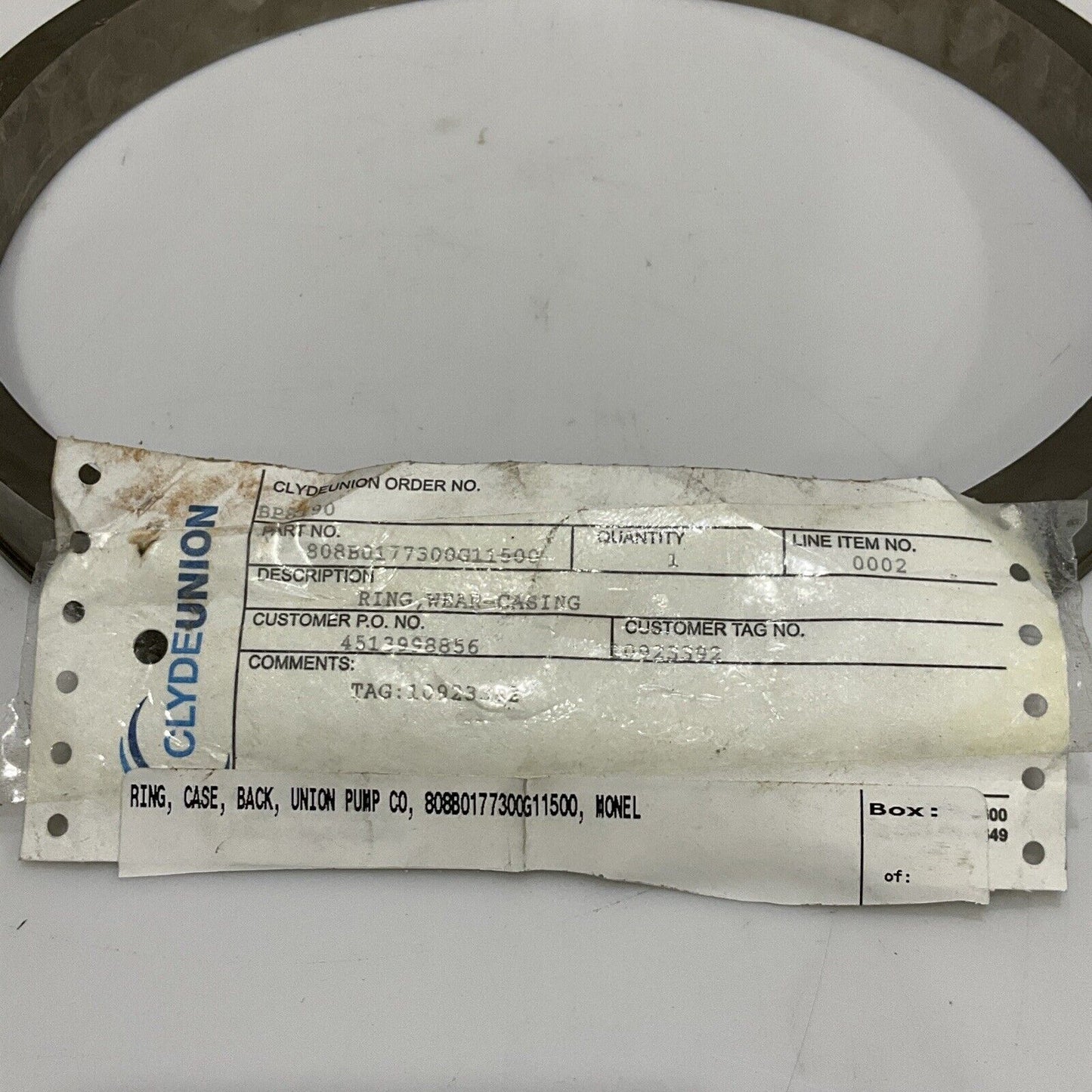 CLYDEUNION 808B0177300G11500 BACK WEAR-CASTING RING 678