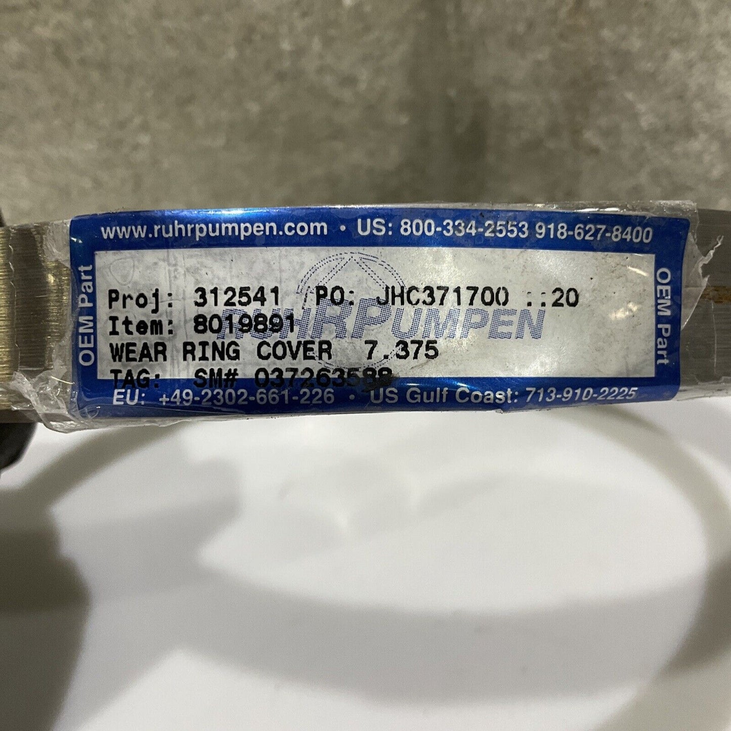 RUHRPUMPEN 8019891 WEAR RING COVER 678