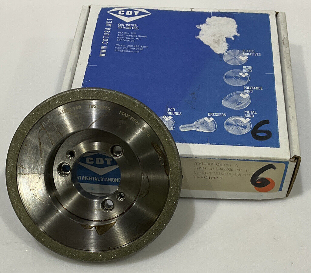 CONTINENTAL DIAMOND TOOL 218860 120/14 0 GRIT 5.795” DIAMETER GRINDING WHEEL
