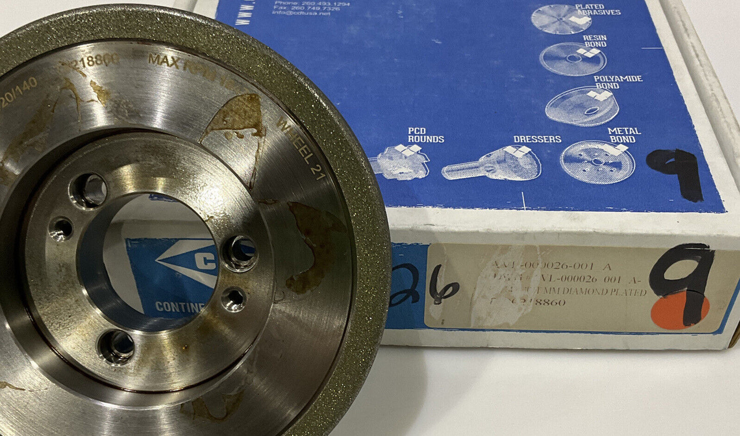 CONTINENTAL DIAMOND TOOL 218860 120/14 0 GRIT 5.795” DIAMETER GRINDING WHEEL